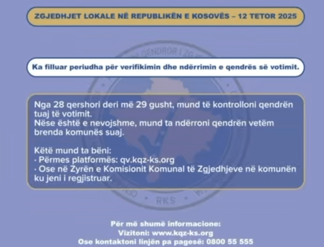 Zgjedhjet Lokale në Republikën e Kosovës do të mbahen më 12 tetor 2025