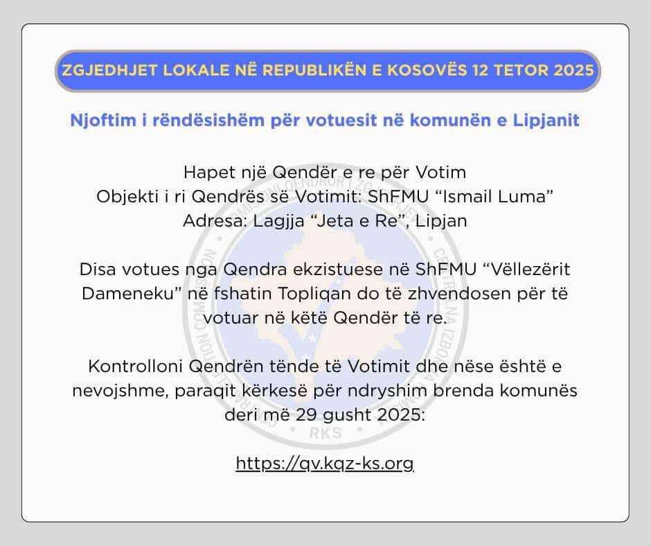 Zgjedhjet Lokale në Republikën e Kosovës 12 tetor 2025