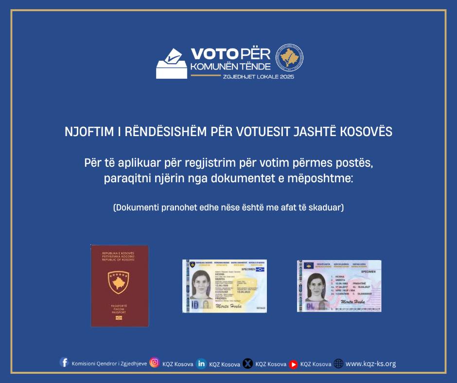 Njoftim për qytetarët e Komunës së Lipjanit